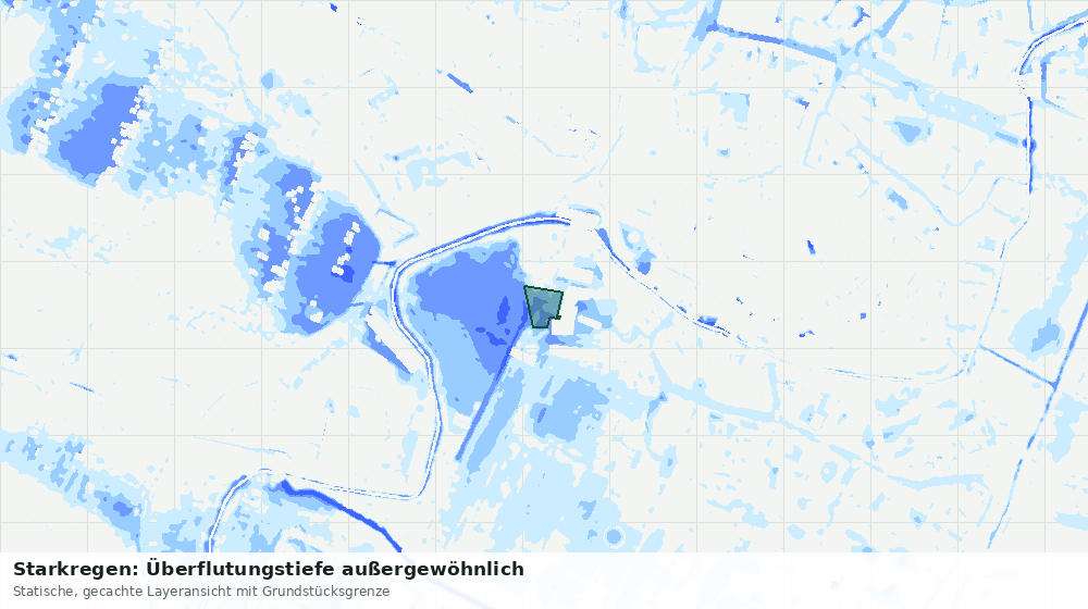 Statische Kartenansicht: Starkregen: Überflutungstiefe außergewöhnlich