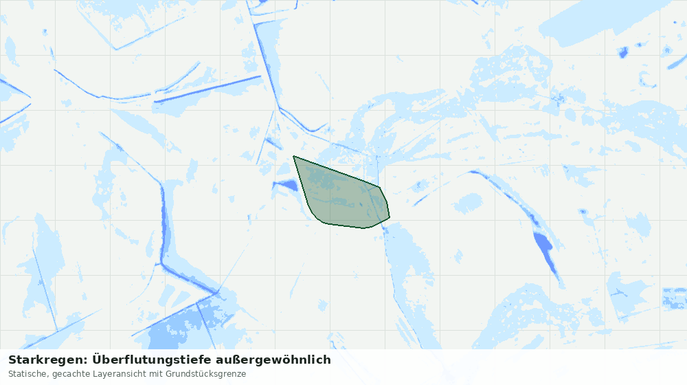 Statische Kartenansicht: Starkregen: Überflutungstiefe außergewöhnlich
