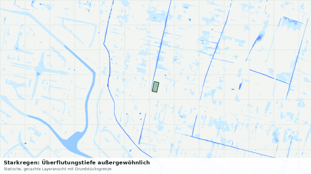 Statische Kartenansicht: Starkregen: Überflutungstiefe außergewöhnlich