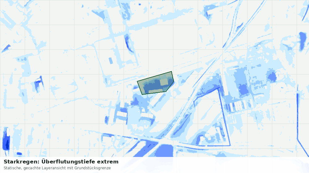 Statische Kartenansicht: Starkregen: Überflutungstiefe extrem