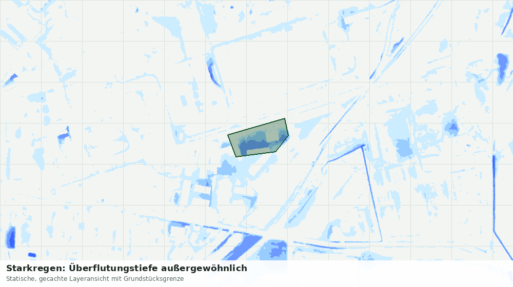 Statische Kartenansicht: Starkregen: Überflutungstiefe außergewöhnlich