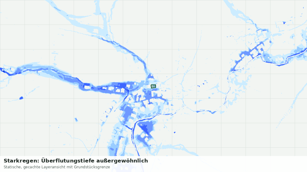 Statische Kartenansicht: Starkregen: Überflutungstiefe außergewöhnlich