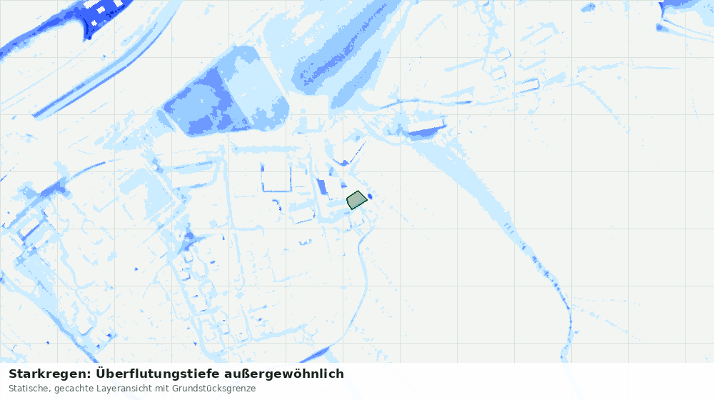 Statische Kartenansicht: Starkregen: Überflutungstiefe außergewöhnlich