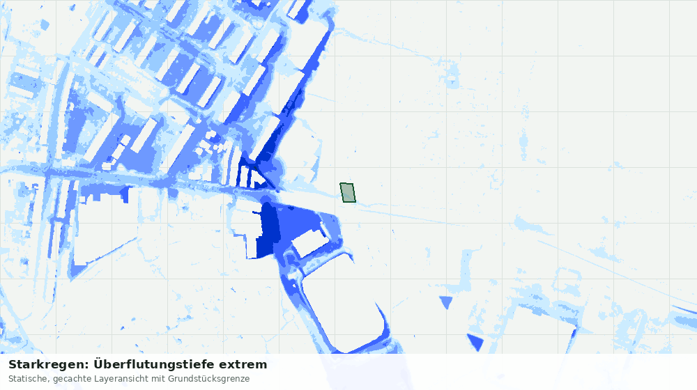 Statische Kartenansicht: Starkregen: Überflutungstiefe extrem