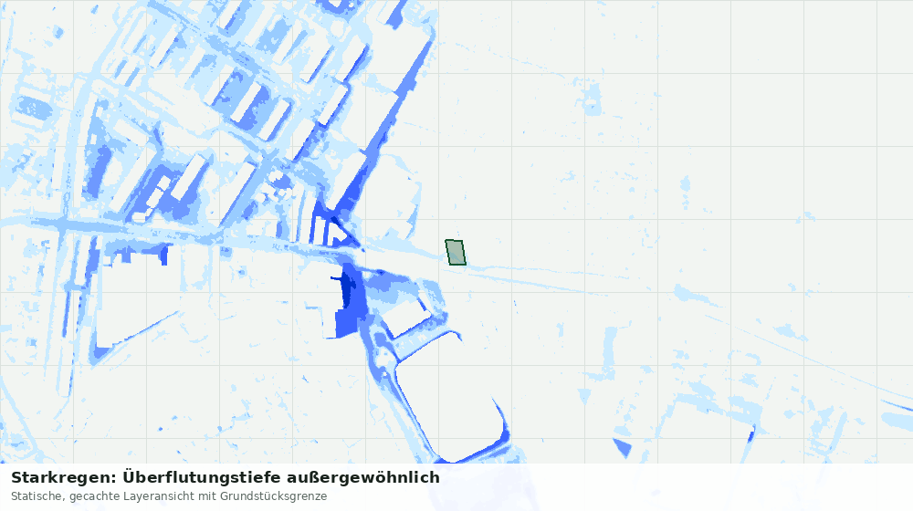 Statische Kartenansicht: Starkregen: Überflutungstiefe außergewöhnlich