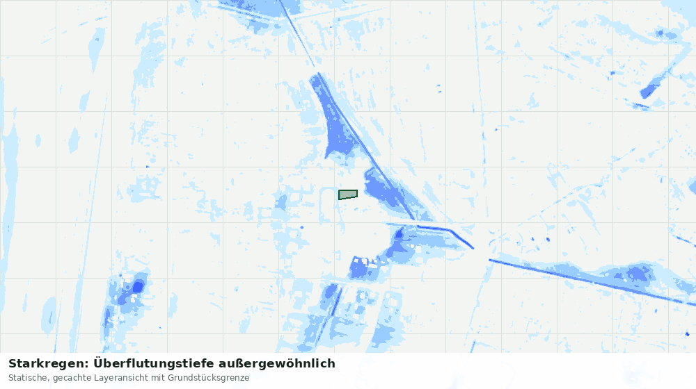 Statische Kartenansicht: Starkregen: Überflutungstiefe außergewöhnlich