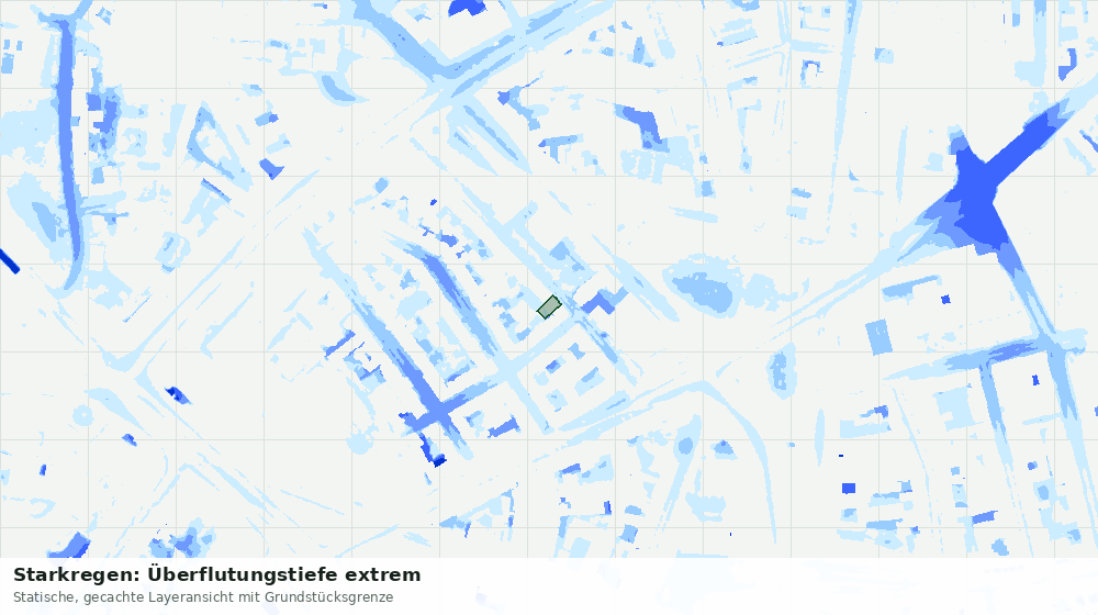 Statische Kartenansicht: Starkregen: Überflutungstiefe extrem