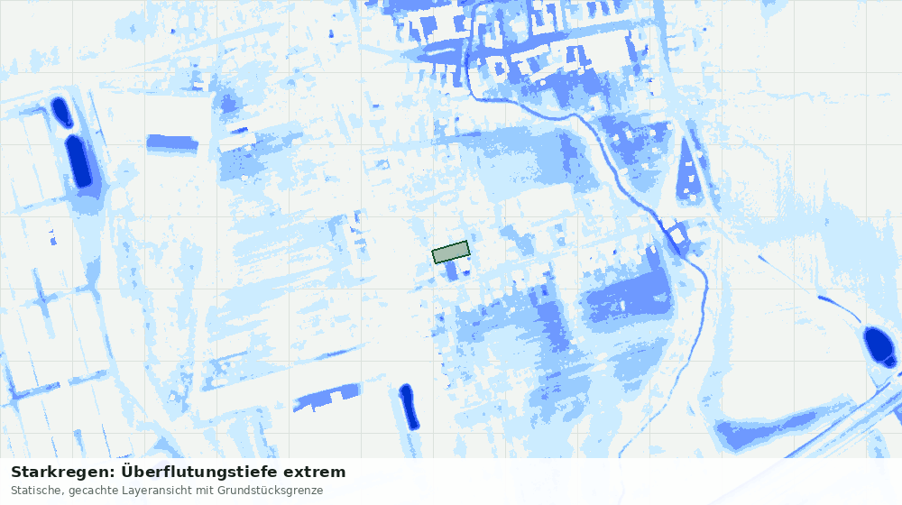 Statische Kartenansicht: Starkregen: Überflutungstiefe extrem