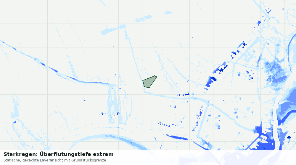 Statische Kartenansicht: Starkregen: Überflutungstiefe extrem