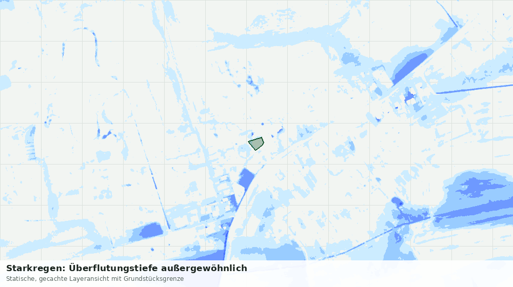 Statische Kartenansicht: Starkregen: Überflutungstiefe außergewöhnlich