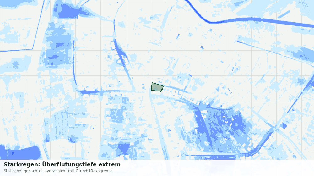 Statische Kartenansicht: Starkregen: Überflutungstiefe extrem