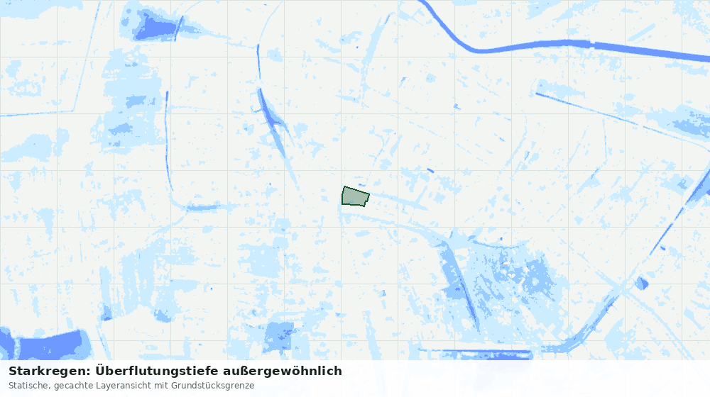 Statische Kartenansicht: Starkregen: Überflutungstiefe außergewöhnlich