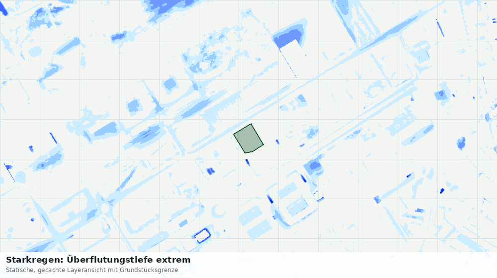 Statische Kartenansicht: Starkregen: Überflutungstiefe extrem