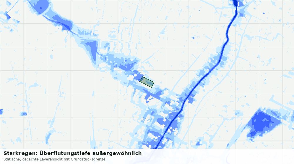 Statische Kartenansicht: Starkregen: Überflutungstiefe außergewöhnlich