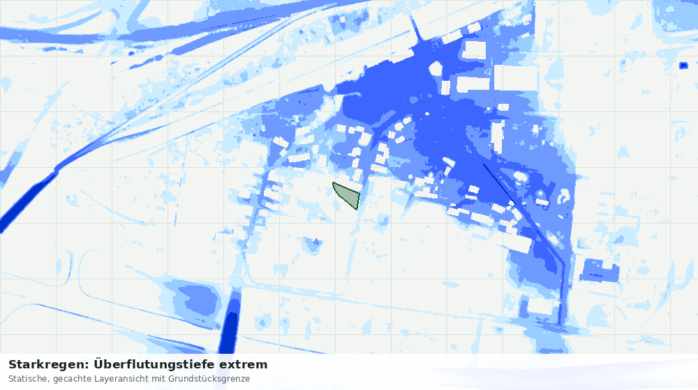 Statische Kartenansicht: Starkregen: Überflutungstiefe extrem