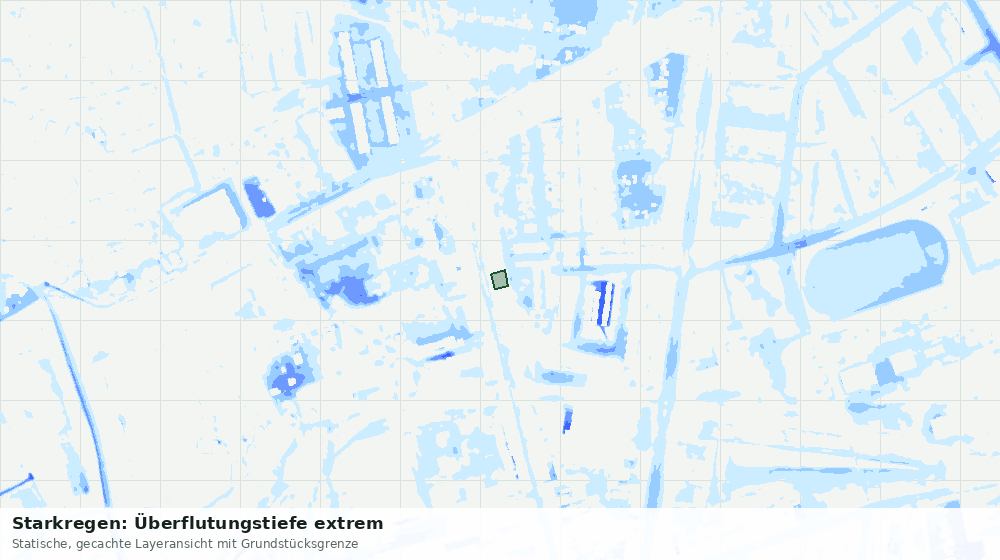 Statische Kartenansicht: Starkregen: Überflutungstiefe extrem