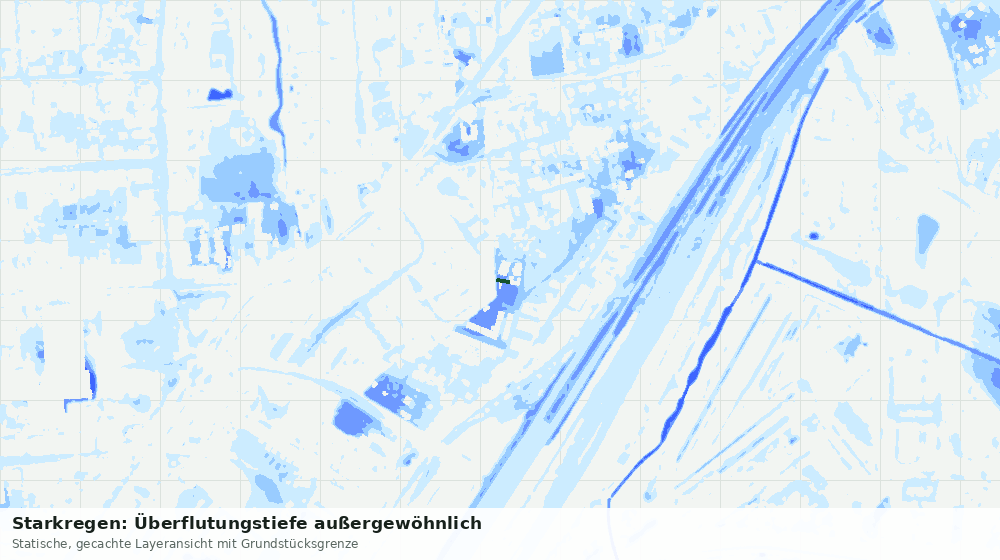 Statische Kartenansicht: Starkregen: Überflutungstiefe außergewöhnlich