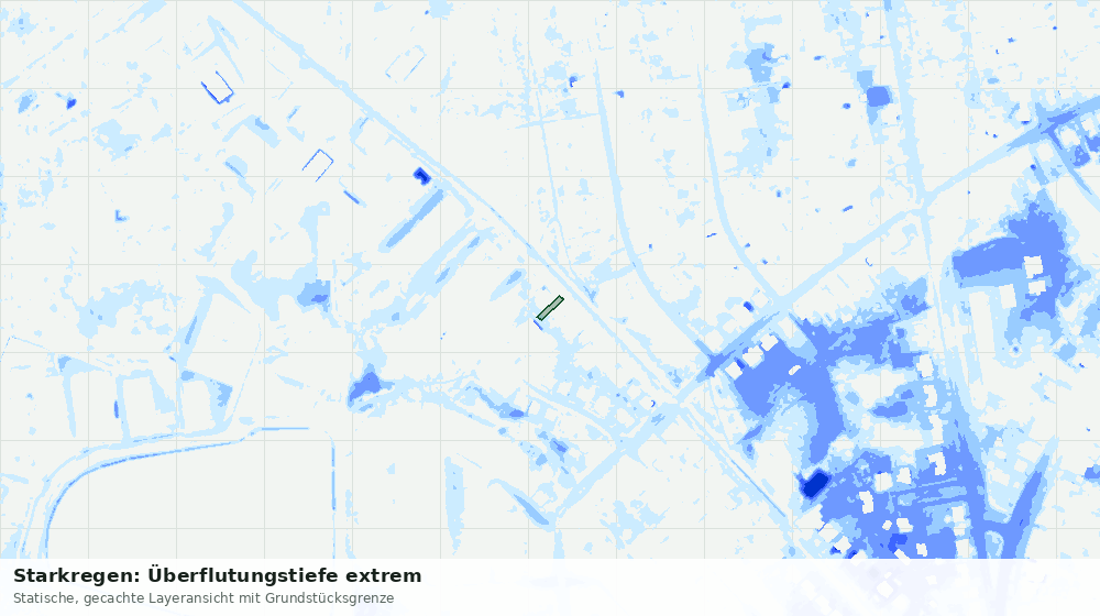 Statische Kartenansicht: Starkregen: Überflutungstiefe extrem