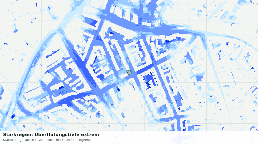 Statische Kartenansicht: Starkregen: Überflutungstiefe extrem
