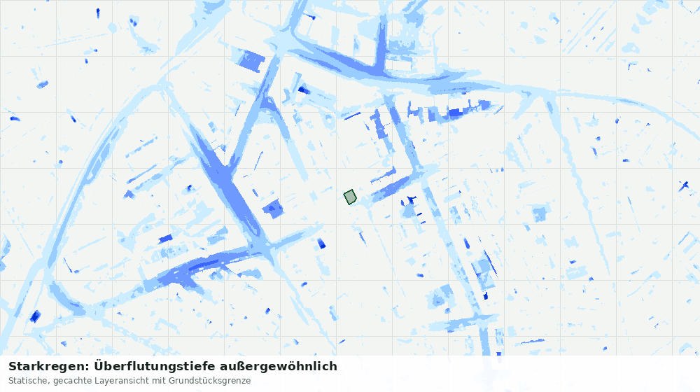 Statische Kartenansicht: Starkregen: Überflutungstiefe außergewöhnlich