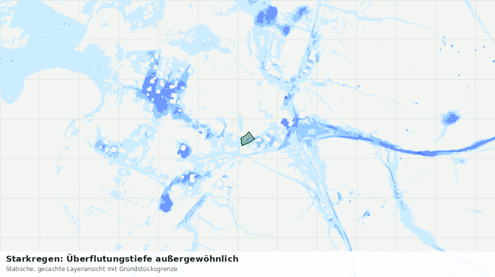 Statische Kartenansicht: Starkregen: Überflutungstiefe außergewöhnlich