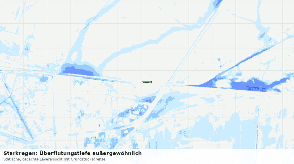 Statische Kartenansicht: Starkregen: Überflutungstiefe außergewöhnlich
