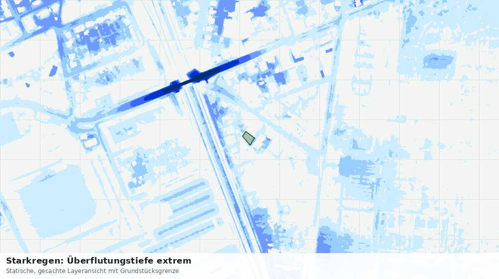 Statische Kartenansicht: Starkregen: Überflutungstiefe extrem