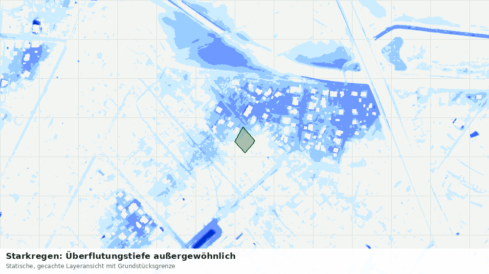 Statische Kartenansicht: Starkregen: Überflutungstiefe außergewöhnlich