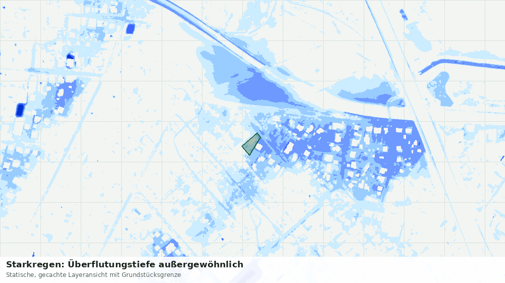 Statische Kartenansicht: Starkregen: Überflutungstiefe außergewöhnlich