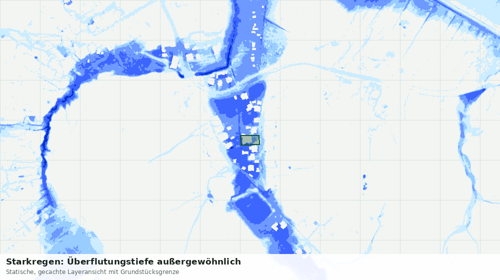 Statische Kartenansicht: Starkregen: Überflutungstiefe außergewöhnlich