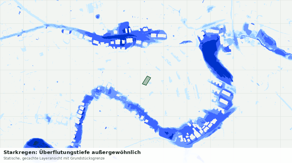 Statische Kartenansicht: Starkregen: Überflutungstiefe außergewöhnlich