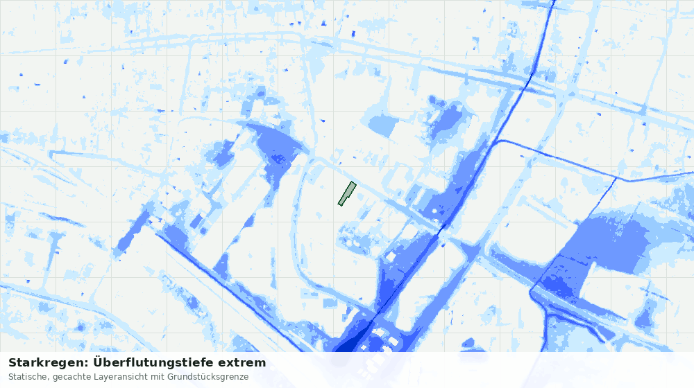 Statische Kartenansicht: Starkregen: Überflutungstiefe extrem