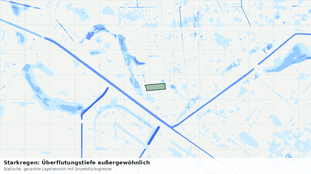 Statische Kartenansicht: Starkregen: Überflutungstiefe außergewöhnlich