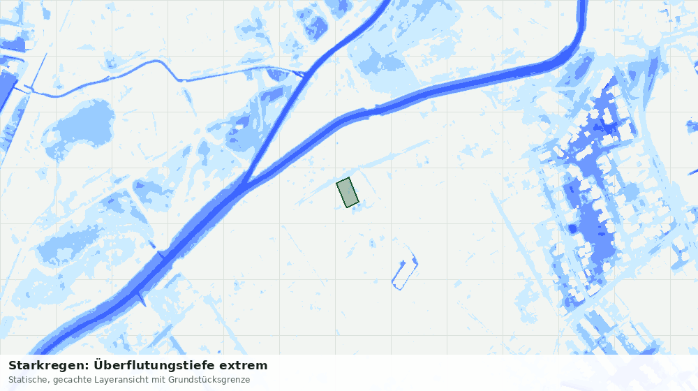 Statische Kartenansicht: Starkregen: Überflutungstiefe extrem
