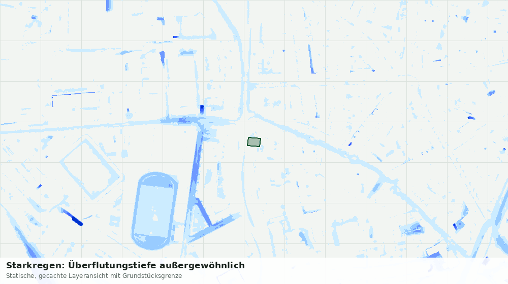 Statische Kartenansicht: Starkregen: Überflutungstiefe außergewöhnlich