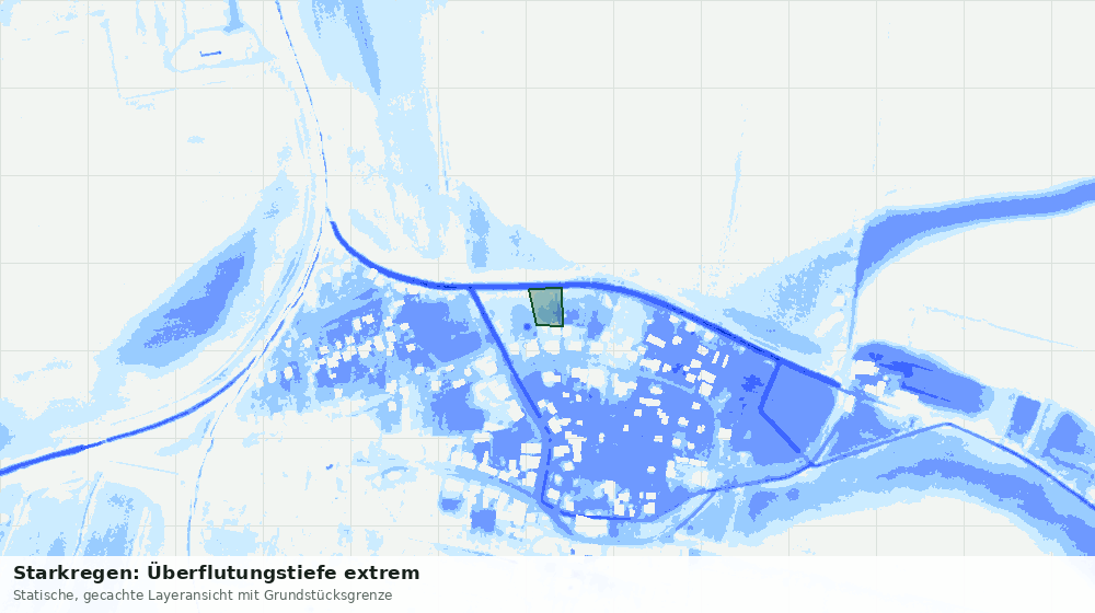 Statische Kartenansicht: Starkregen: Überflutungstiefe extrem
