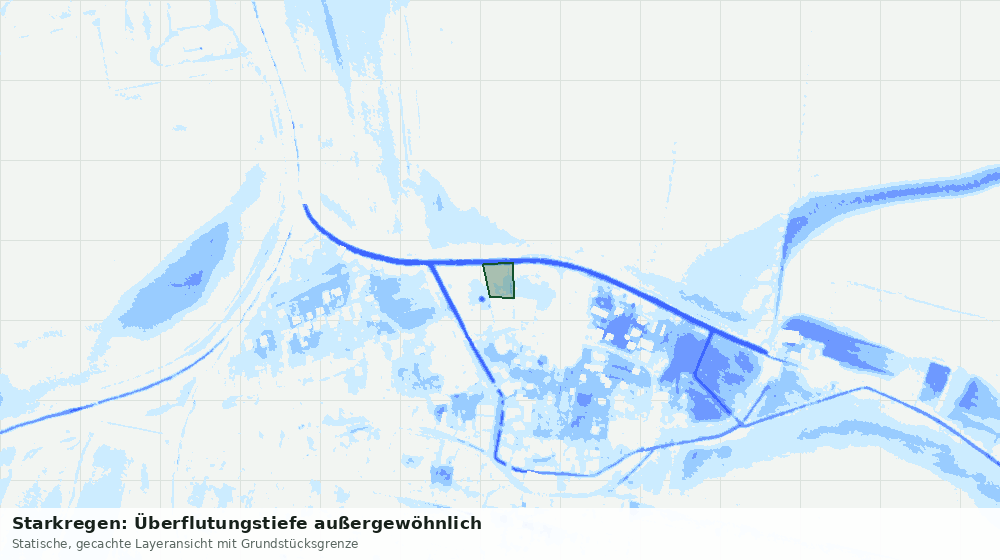 Statische Kartenansicht: Starkregen: Überflutungstiefe außergewöhnlich