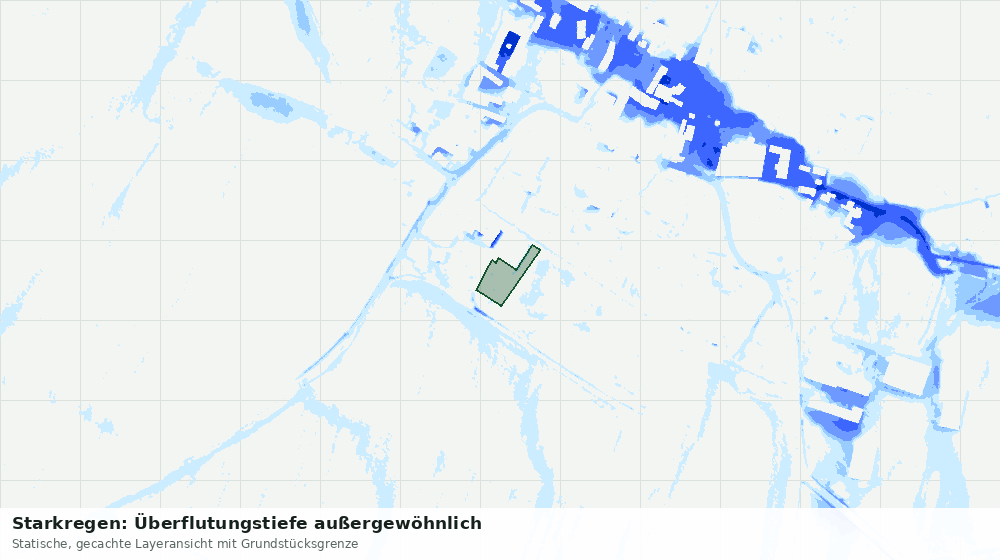 Statische Kartenansicht: Starkregen: Überflutungstiefe außergewöhnlich
