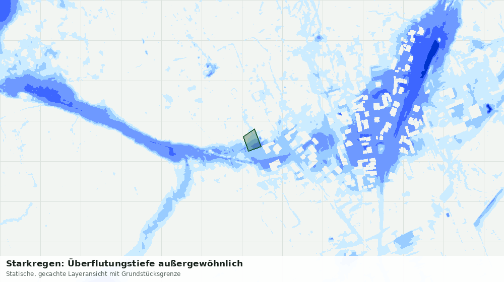 Statische Kartenansicht: Starkregen: Überflutungstiefe außergewöhnlich