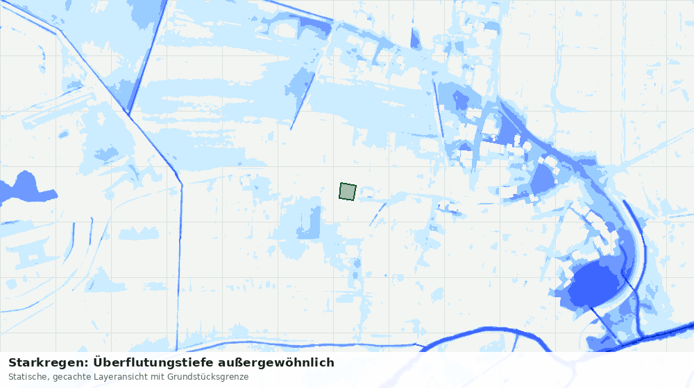 Statische Kartenansicht: Starkregen: Überflutungstiefe außergewöhnlich