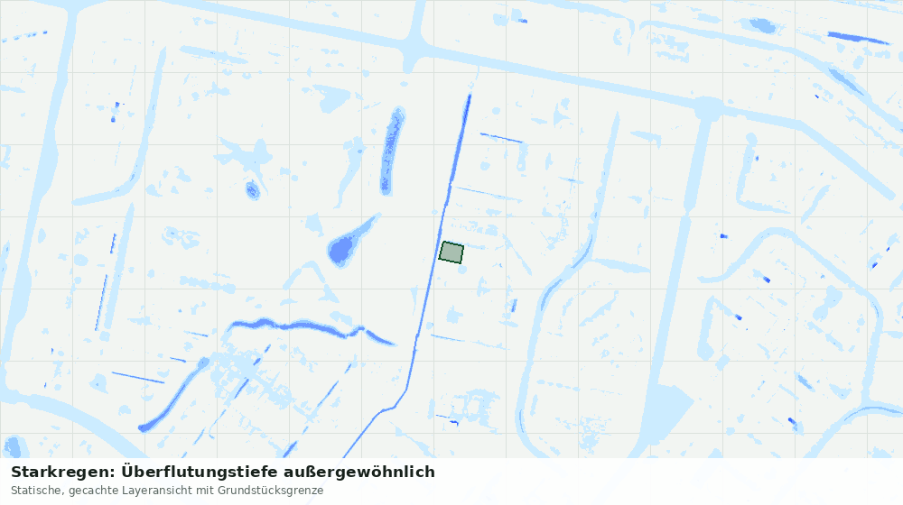 Statische Kartenansicht: Starkregen: Überflutungstiefe außergewöhnlich