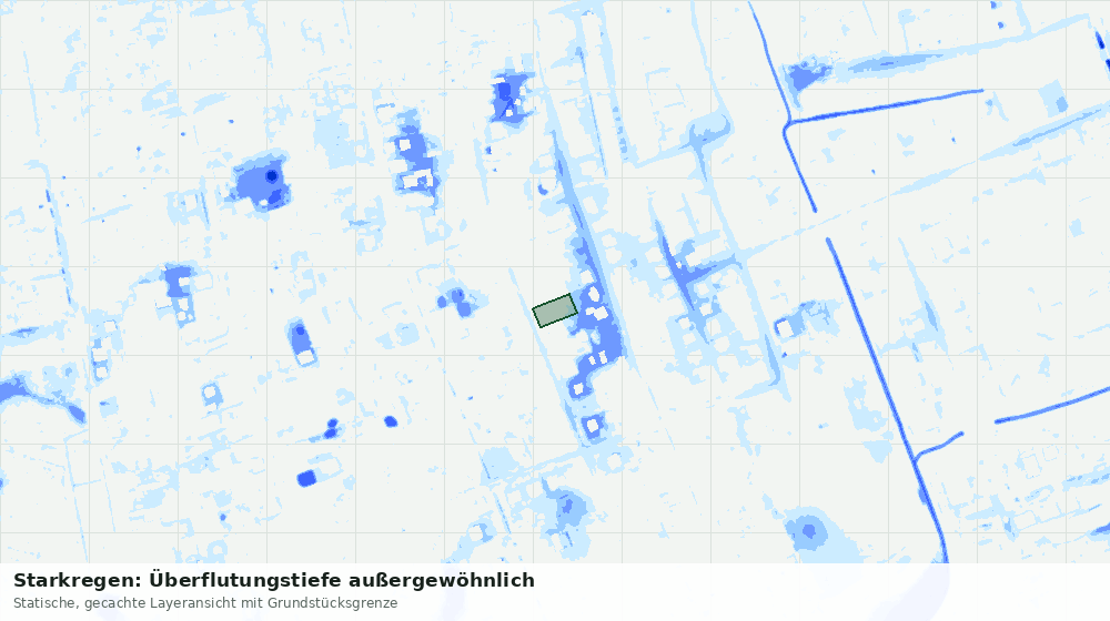 Statische Kartenansicht: Starkregen: Überflutungstiefe außergewöhnlich