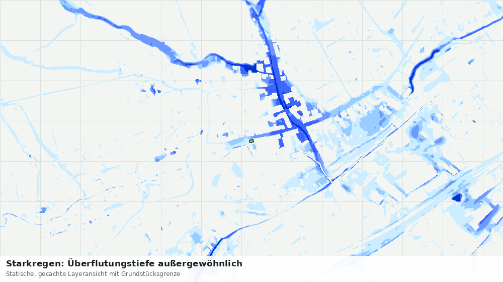 Statische Kartenansicht: Starkregen: Überflutungstiefe außergewöhnlich
