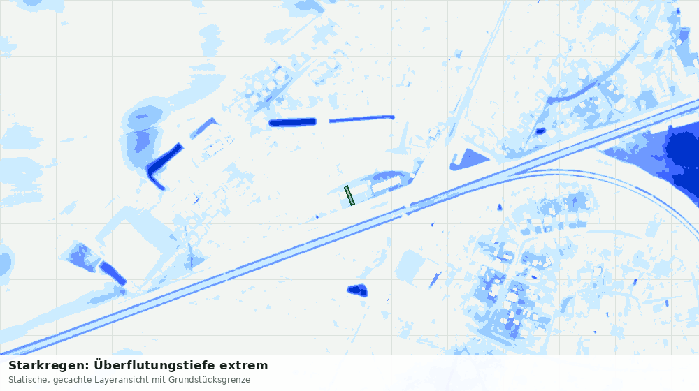Statische Kartenansicht: Starkregen: Überflutungstiefe extrem