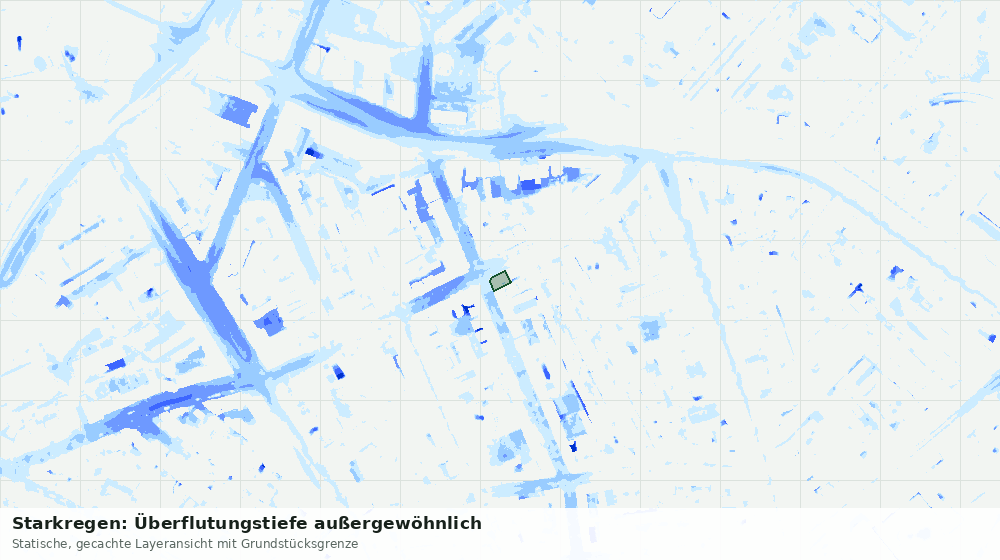 Statische Kartenansicht: Starkregen: Überflutungstiefe außergewöhnlich