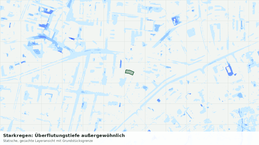 Statische Kartenansicht: Starkregen: Überflutungstiefe außergewöhnlich