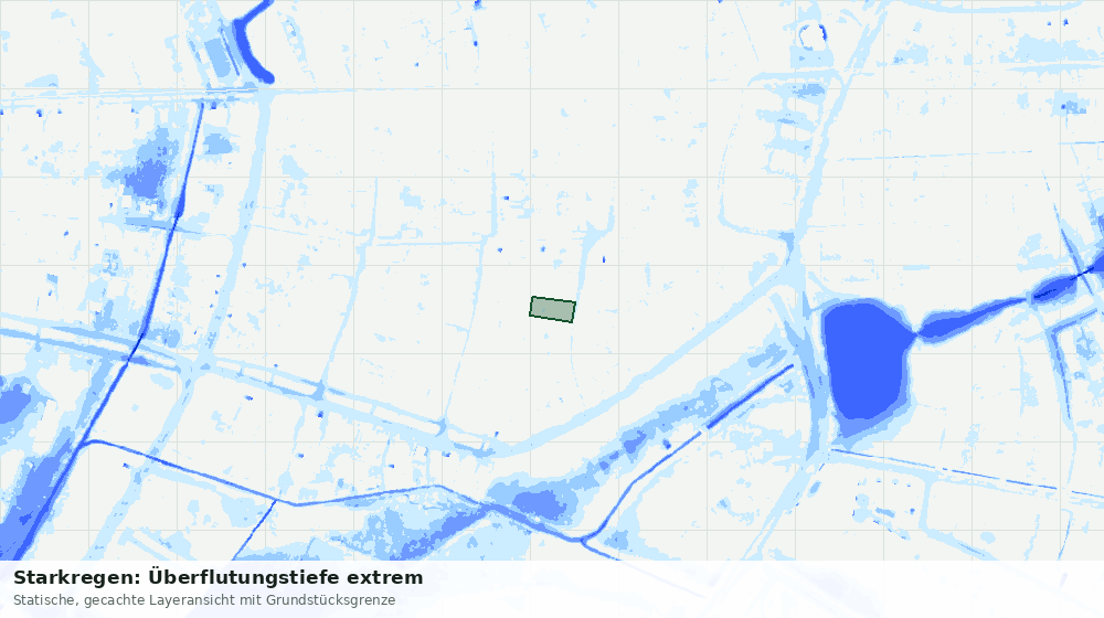 Statische Kartenansicht: Starkregen: Überflutungstiefe extrem