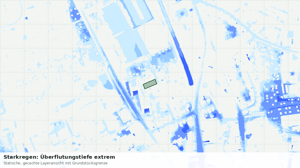 Statische Kartenansicht: Starkregen: Überflutungstiefe extrem