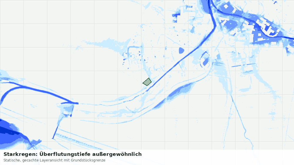 Statische Kartenansicht: Starkregen: Überflutungstiefe außergewöhnlich