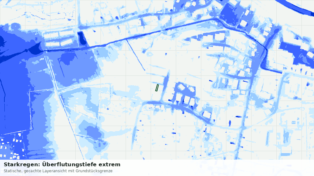 Statische Kartenansicht: Starkregen: Überflutungstiefe extrem